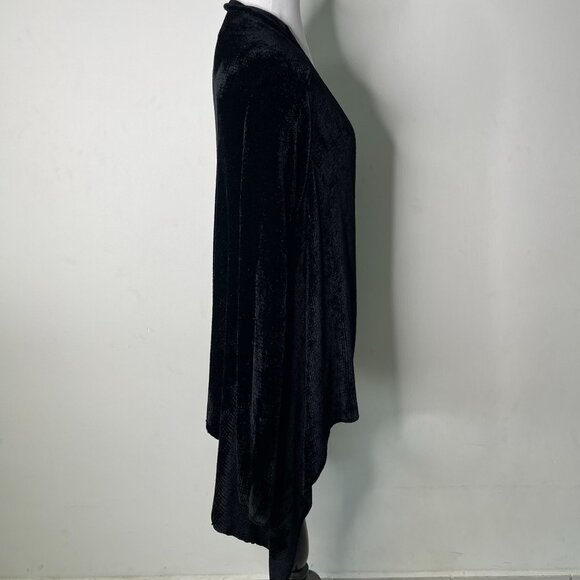 Alice + Olivia Women's Black Velvet Drape Front Cardigan Size Large - Picture 3 of 8